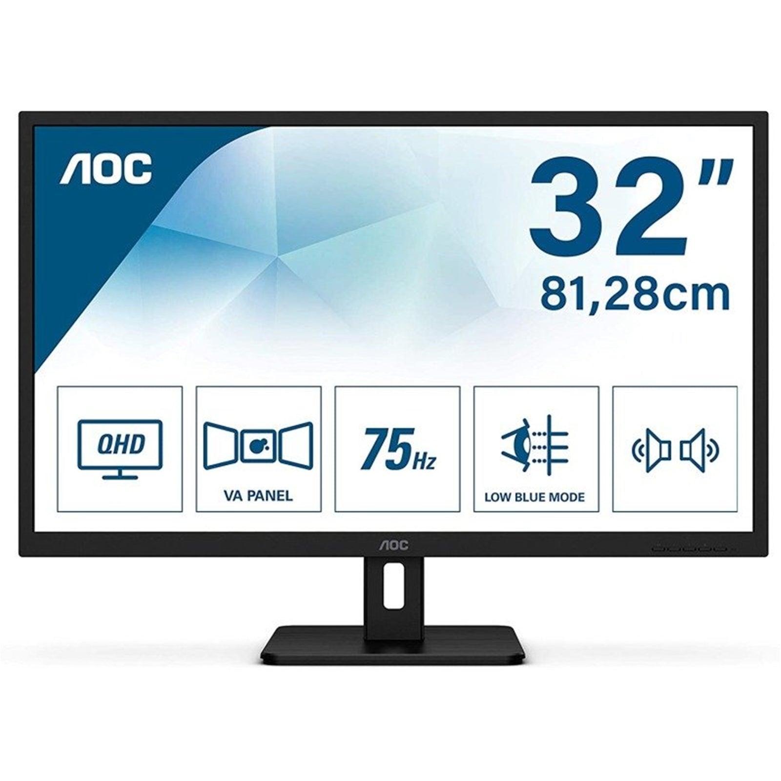 AOC Q32E2N 31.5" QHD 75Hz 4ms HDMI / Display Port inc Speakers IPS Monitor-PCR Business Solutions Ltd